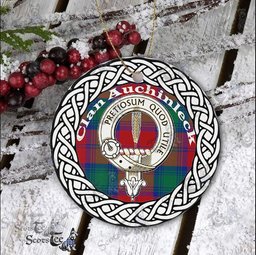 Auchinleck Tartan Ceramic Ornament Auchinleck Scottish Clan Crest Badge and Celtic Christmas Ornament Gifts