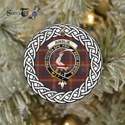 Ainslie Tartan Ceramic Ornament Ainslie Scottish Clan Crest Badge and Celtic Christmas Ornament Gifts