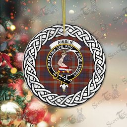 Ainslie Tartan Ceramic Ornament Ainslie Scottish Clan Crest Badge and Celtic Christmas Ornament Gifts
