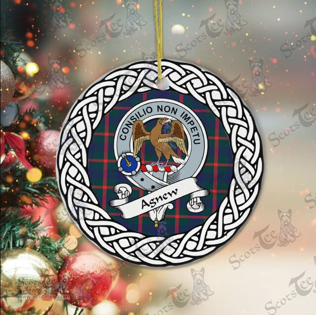 Agnew Tartan Ceramic Ornament Agnew Scottish Clan Crest Badge and Celtic Christmas Ornament Gifts