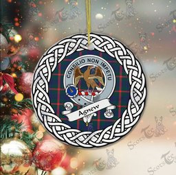 Agnew Tartan Ceramic Ornament Agnew Scottish Clan Crest Badge and Celtic Christmas Ornament Gifts