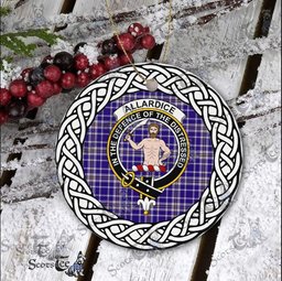 Allardice Tartan Ceramic Ornament Allardice Scottish Clan Crest Badge and Celtic Christmas Ornament Gifts