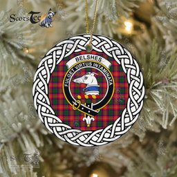 Belshes Tartan Ceramic Ornament Belshes Scottish Clan Crest Badge and Celtic Christmas Ornament Gifts