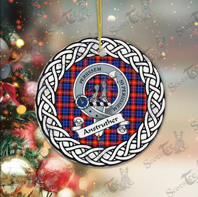 Anstruther Tartan Ceramic Ornament Anstruther Scottish Clan Crest Badge and Celtic Christmas Ornament Gifts