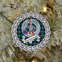 Bannerman Tartan Ceramic Ornament Bannerman Scottish Clan Crest Badge and Celtic Christmas Ornament Gifts