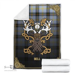 Scottish Bell of the Borders Tartan Crest With Celtic Stag Premium Blanket - Tartan Plaid Blankets Scottish Plaid Tartan Plaid - ScotsTee - scotstee.com
