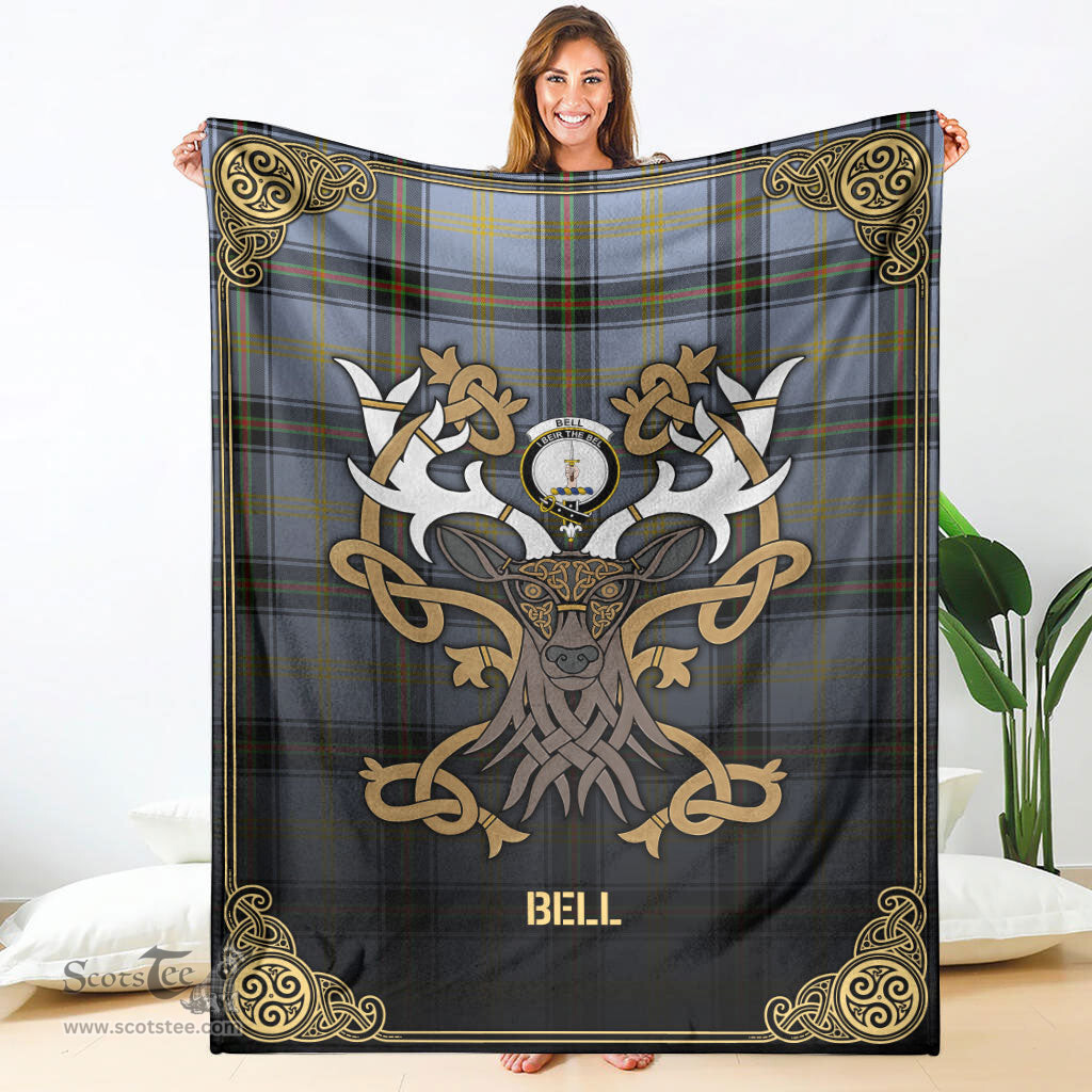 Scottish Bell of the Borders Tartan Crest With Celtic Stag Premium Blanket - Tartan Plaid Blankets Scottish Plaid Tartan Plaid - ScotsTee - scotstee.com