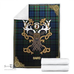 Scottish Baird Ancient Tartan Crest With Celtic Stag Premium Blanket - Tartan Plaid Blankets Scottish Plaid Tartan Plaid - ScotsTee - scotstee.com