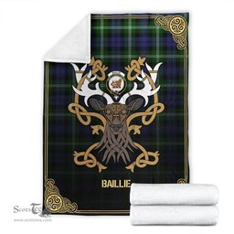 Scottish Baillie Modern Tartan Crest With Celtic Stag Premium Blanket - Tartan Plaid Blankets Scottish Plaid Tartan Plaid - ScotsTee - scotstee.com