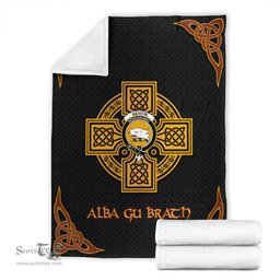Scottish Beaton Crest Black Celtic Cross Premium Blanket - Tartan Plaid Blankets Scottish Plaid Tartan Plaid - ScotsTee - scotstee.com