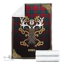 Scottish Byres Tartan Crest With Celtic Stag Premium Blanket - Tartan Plaid Blankets Scottish Plaid Tartan Plaid - ScotsTee - scotstee.com