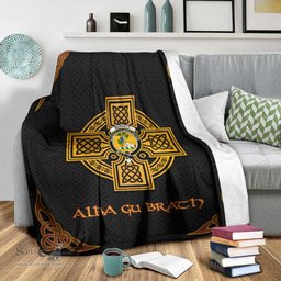 Scottish Burnett Crest Black Celtic Cross Premium Blanket - Tartan Plaid Blankets Scottish Plaid Tartan Plaid - ScotsTee - scotstee.com