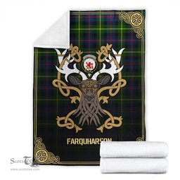 Scottish Farquharson Modern Tartan Crest With Celtic Stag Premium Blanket - Tartan Plaid Blankets Scottish Plaid Tartan Plaid - ScotsTee - scotstee.com