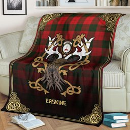 Scottish Erskine Modern Tartan Crest With Celtic Stag Premium Blanket - Tartan Plaid Blankets Scottish Plaid Tartan Plaid - ScotsTee - scotstee.com