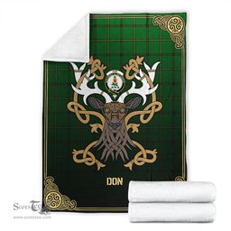 Scottish Don Tartan Crest With Celtic Stag Premium Blanket - Tartan Plaid Blankets Scottish Plaid Tartan Plaid - ScotsTee - scotstee.com