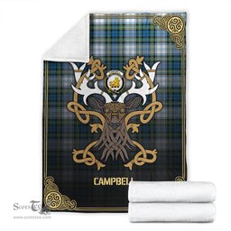Scottish Campbell Dress Ancient Tartan Crest With Celtic Stag Premium Blanket - Tartan Plaid Blankets Scottish Plaid Tartan Plaid - ScotsTee - scotstee.com