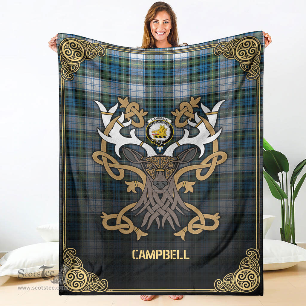 Scottish Campbell Dress Ancient Tartan Crest With Celtic Stag Premium Blanket - Tartan Plaid Blankets Scottish Plaid Tartan Plaid - ScotsTee - scotstee.com