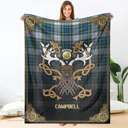 Scottish Campbell Dress Ancient Tartan Crest With Celtic Stag Premium Blanket - Tartan Plaid Blankets Scottish Plaid Tartan Plaid - ScotsTee - scotstee.com