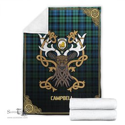 Scottish Campbell Ancient 01 Tartan Crest With Celtic Stag Premium Blanket - Tartan Plaid Blankets Scottish Plaid Tartan Plaid - ScotsTee - scotstee.com
