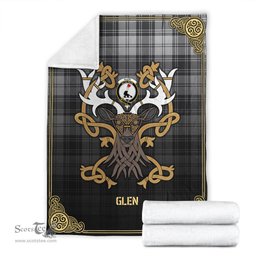 Scottish Glen Tartan Crest With Celtic Stag Premium Blanket - Tartan Plaid Blankets Scottish Plaid Tartan Plaid - ScotsTee - scotstee.com