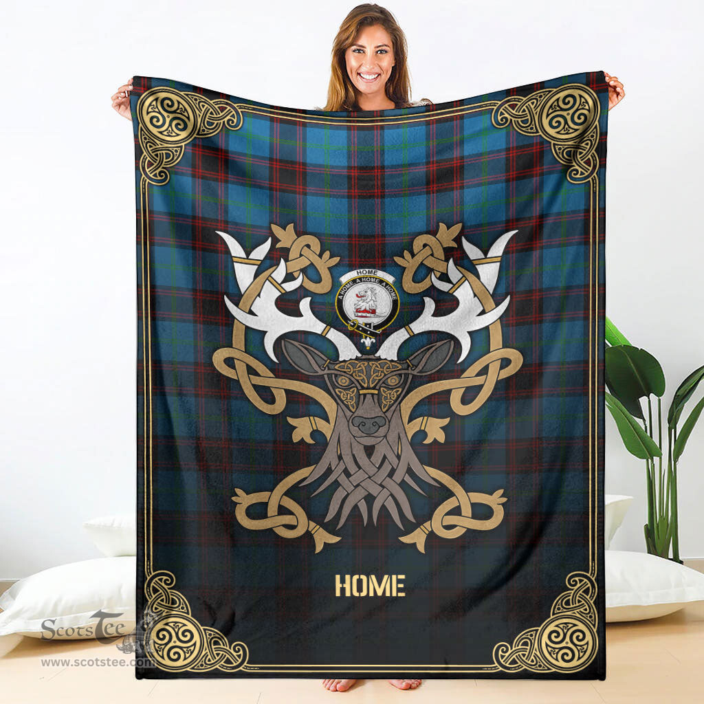 Scottish Home Ancient Tartan Crest With Celtic Stag Premium Blanket - Tartan Plaid Blankets Scottish Plaid Tartan Plaid - ScotsTee - scotstee.com