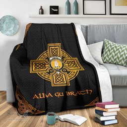 Scottish Lamont Crest Black Celtic Cross Premium Blanket - Tartan Plaid Blankets Scottish Plaid Tartan Plaid - ScotsTee - scotstee.com