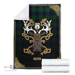 Scottish Keith Modern Tartan Crest With Celtic Stag Premium Blanket - Tartan Plaid Blankets Scottish Plaid Tartan Plaid - ScotsTee - scotstee.com