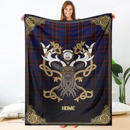 Scottish Home Modern Tartan Crest With Celtic Stag Premium Blanket - Tartan Plaid Blankets Scottish Plaid Tartan Plaid - ScotsTee - scotstee.com
