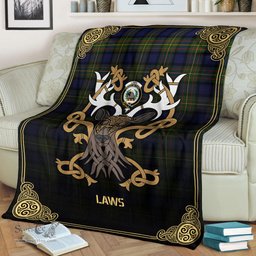Scottish Laws Tartan Crest With Celtic Stag Premium Blanket - Tartan Plaid Blankets Scottish Plaid Tartan Plaid - ScotsTee - scotstee.com