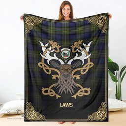 Scottish Laws Tartan Crest With Celtic Stag Premium Blanket - Tartan Plaid Blankets Scottish Plaid Tartan Plaid - ScotsTee - scotstee.com
