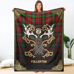 Scottish Fullerton Tartan Crest With Celtic Stag Premium Blanket - Tartan Plaid Blankets Scottish Plaid Tartan Plaid - ScotsTee - scotstee.com