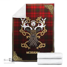 Scottish McDougall Tartan Crest With Celtic Stag Premium Blanket - Tartan Plaid Blankets Scottish Plaid Tartan Plaid - ScotsTee - scotstee.com