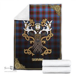 Scottish Skirving Tartan Crest With Celtic Stag Premium Blanket - Tartan Plaid Blankets Scottish Plaid Tartan Plaid - ScotsTee - scotstee.com