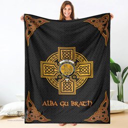 Scottish Gow (or McGouan) Crest Black Celtic Cross Premium Blanket - Tartan Plaid Blankets Scottish Plaid Tartan Plaid - ScotsTee - scotstee.com