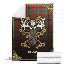 Scottish McLean of Duart Modern Tartan Crest With Celtic Stag Premium Blanket - Tartan Plaid Blankets Scottish Plaid Tartan Plaid - ScotsTee - scotstee.com