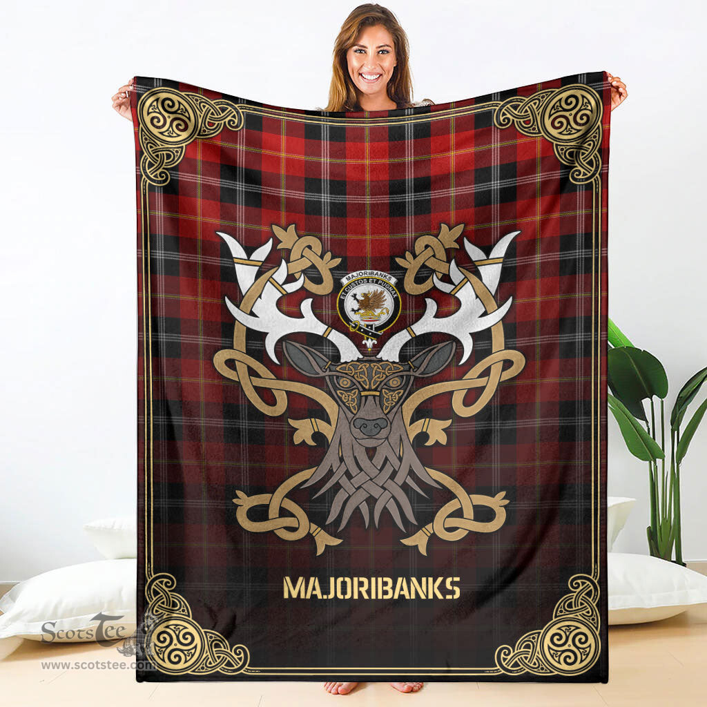Scottish Majoribanks Tartan Crest With Celtic Stag Premium Blanket - Tartan Plaid Blankets Scottish Plaid Tartan Plaid - ScotsTee - scotstee.com