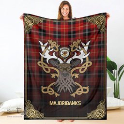 Scottish Majoribanks Tartan Crest With Celtic Stag Premium Blanket - Tartan Plaid Blankets Scottish Plaid Tartan Plaid - ScotsTee - scotstee.com