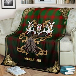 Scottish Middleton Modern Tartan Crest With Celtic Stag Premium Blanket - Tartan Plaid Blankets Scottish Plaid Tartan Plaid - ScotsTee - scotstee.com