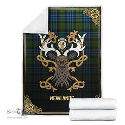 Scottish Newlands Tartan Crest With Celtic Stag Premium Blanket - Tartan Plaid Blankets Scottish Plaid Tartan Plaid - ScotsTee - scotstee.com