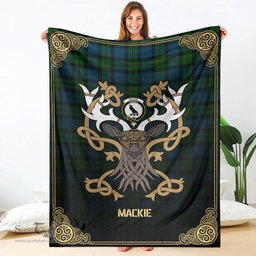 Scottish MacKie Tartan Crest With Celtic Stag Premium Blanket - Tartan Plaid Blankets Scottish Plaid Tartan Plaid - ScotsTee - scotstee.com
