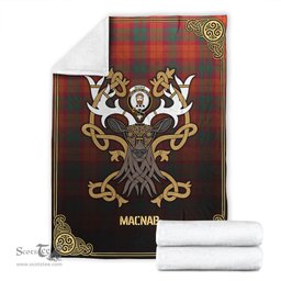 Scottish MacNab Ancient Tartan Crest With Celtic Stag Premium Blanket - Tartan Plaid Blankets Scottish Plaid Tartan Plaid - ScotsTee - scotstee.com