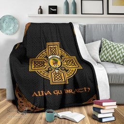 Scottish Muir Crest Black Celtic Cross Premium Blanket - Tartan Plaid Blankets Scottish Plaid Tartan Plaid - ScotsTee - scotstee.com