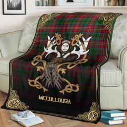 Scottish McCullough Tartan Crest With Celtic Stag Premium Blanket - Tartan Plaid Blankets Scottish Plaid Tartan Plaid - ScotsTee - scotstee.com