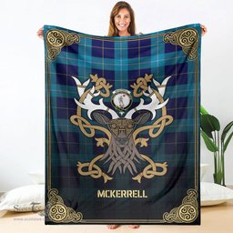 Scottish McKerrell Tartan Crest With Celtic Stag Premium Blanket - Tartan Plaid Blankets Scottish Plaid Tartan Plaid - ScotsTee - scotstee.com