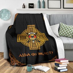 Scottish MacLeod of Harris Crest Black Celtic Cross Premium Blanket - Tartan Plaid Blankets Scottish Plaid Tartan Plaid - ScotsTee - scotstee.com