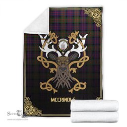 Scottish McCrindle Tartan Crest With Celtic Stag Premium Blanket - Tartan Plaid Blankets Scottish Plaid Tartan Plaid - ScotsTee - scotstee.com