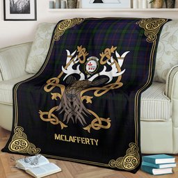 Scottish McLafferty Tartan Crest With Celtic Stag Premium Blanket - Tartan Plaid Blankets Scottish Plaid Tartan Plaid - ScotsTee - scotstee.com