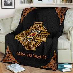Scottish McCracken Crest Black Celtic Cross Premium Blanket - Tartan Plaid Blankets Scottish Plaid Tartan Plaid - ScotsTee - scotstee.com