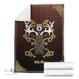 Scottish Ogilvie Tartan Crest With Celtic Stag Premium Blanket - Tartan Plaid Blankets Scottish Plaid Tartan Plaid - ScotsTee - scotstee.com