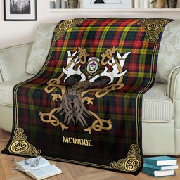 Scottish McIndoe Tartan Crest With Celtic Stag Premium Blanket - Tartan Plaid Blankets Scottish Plaid Tartan Plaid - ScotsTee - scotstee.com
